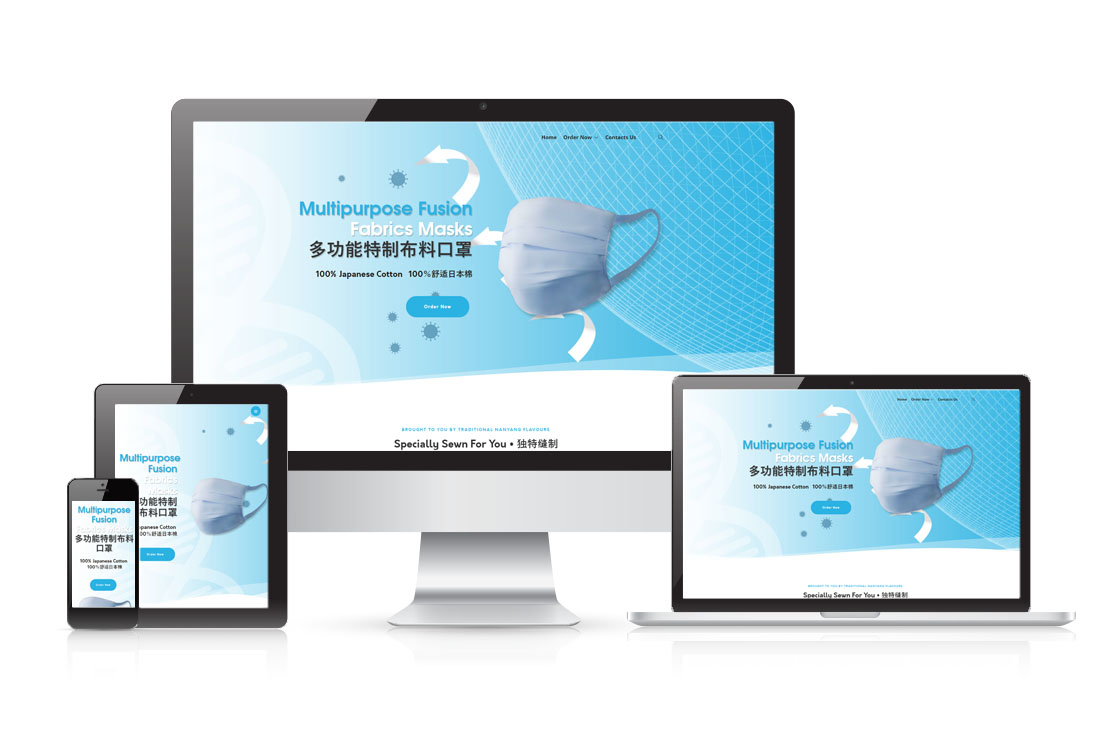 Image of Traditional Nanyang Flavours's website shown on desktop, laptop, tablet and phone